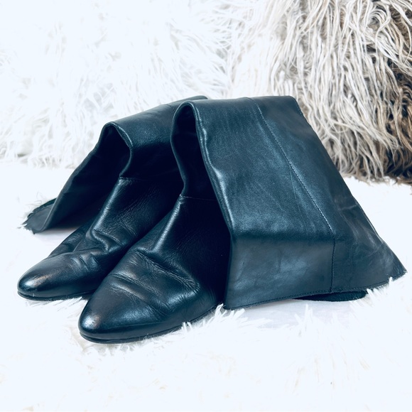 Vintage Boho Biker CHIC Black Riding Back Seam Leather Calf Boots sz 7M - Picture 12 of 12